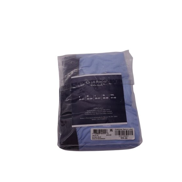 NWT Club Room Men's 4 Pack Woven Boxer Cotton Boxers Sz M Blue Button Fly - Picture 4 of 6